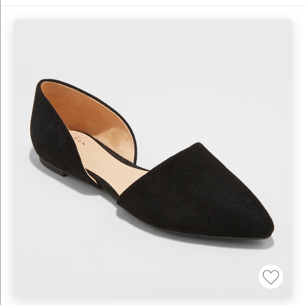 A New Day Rebecca pointed flats, black, NWT
